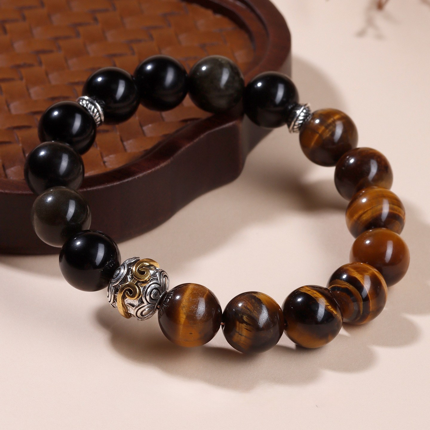 천연 흑요석 호안석 팔찌 원석 염주 남녀공용 재물운 행운 액막이 30,800원