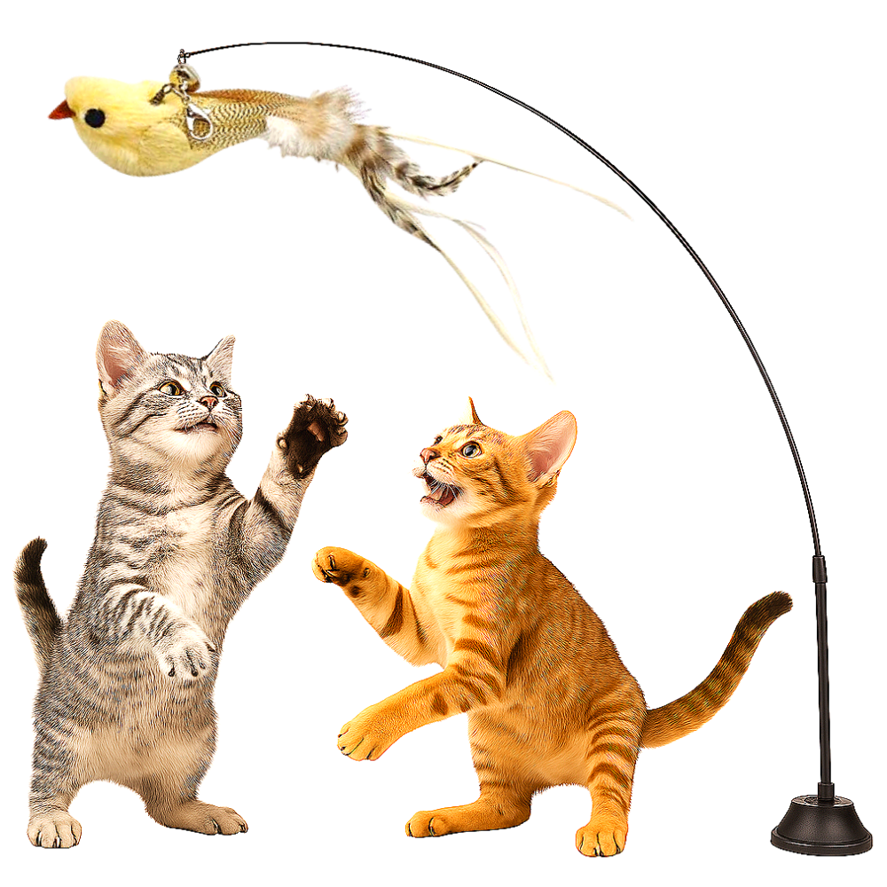스마일플로우 진짜같은 사랑새 낚시대 풀세트 고양이 최애 튼튼 고정 장난감, 1세트, 베이지 새 15,900원