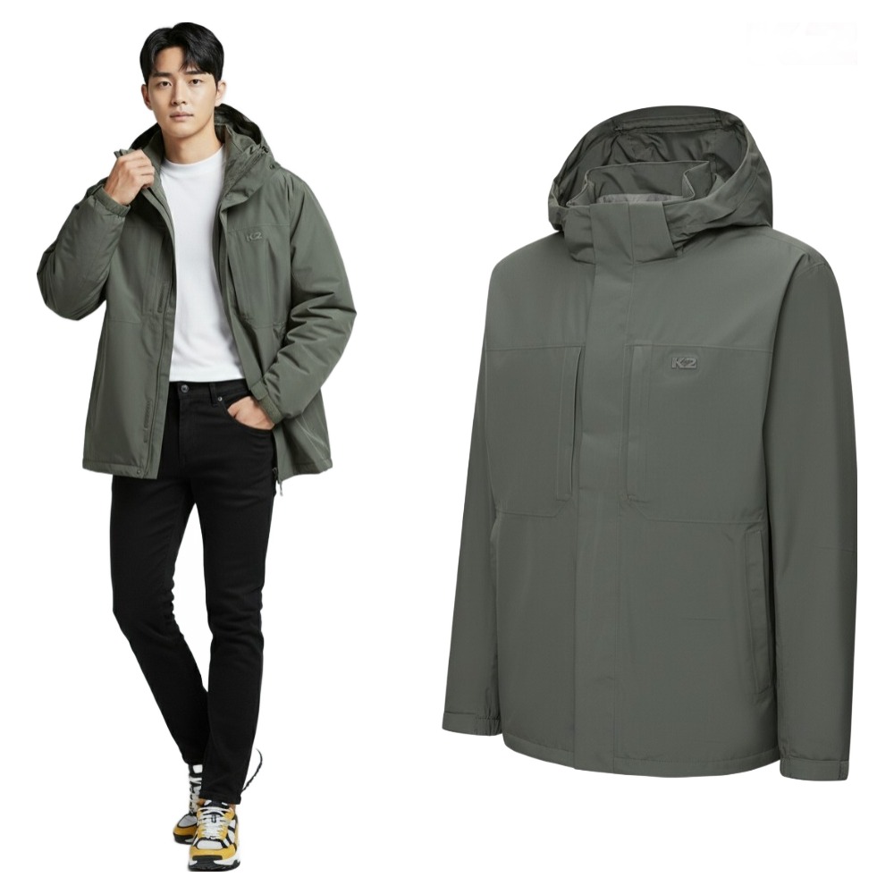 [백화점출고] K2 바람막이 남자 써라운드 고어텍스 2L 완벽 방수 자켓 그린 카키 투습 후드 숏 점퍼 326,700원