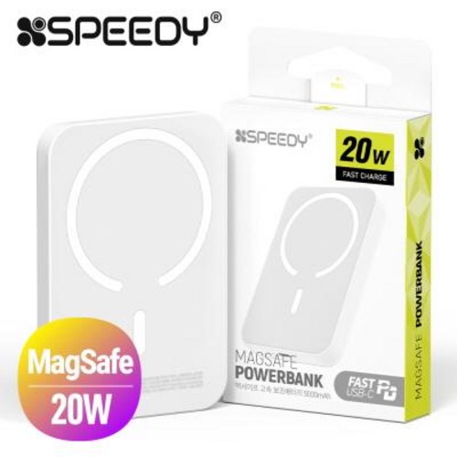 [스피디]맥세이프무선보조배터리/5000mAh/20W/화이트(메탈링포함) 12,900원