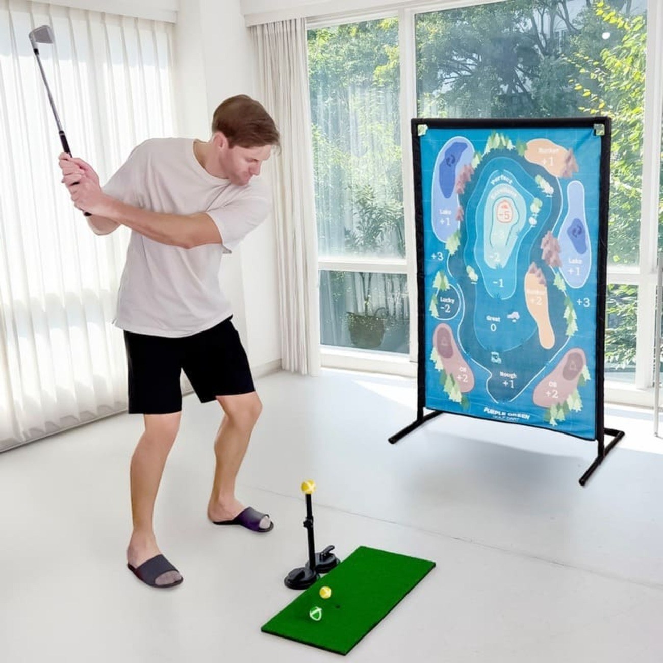 퍼플그린 골프다트 골프 스윙 연습기 가정용 연습장 세트 연습 매트 숏아이언 그물망 포함 79,000원