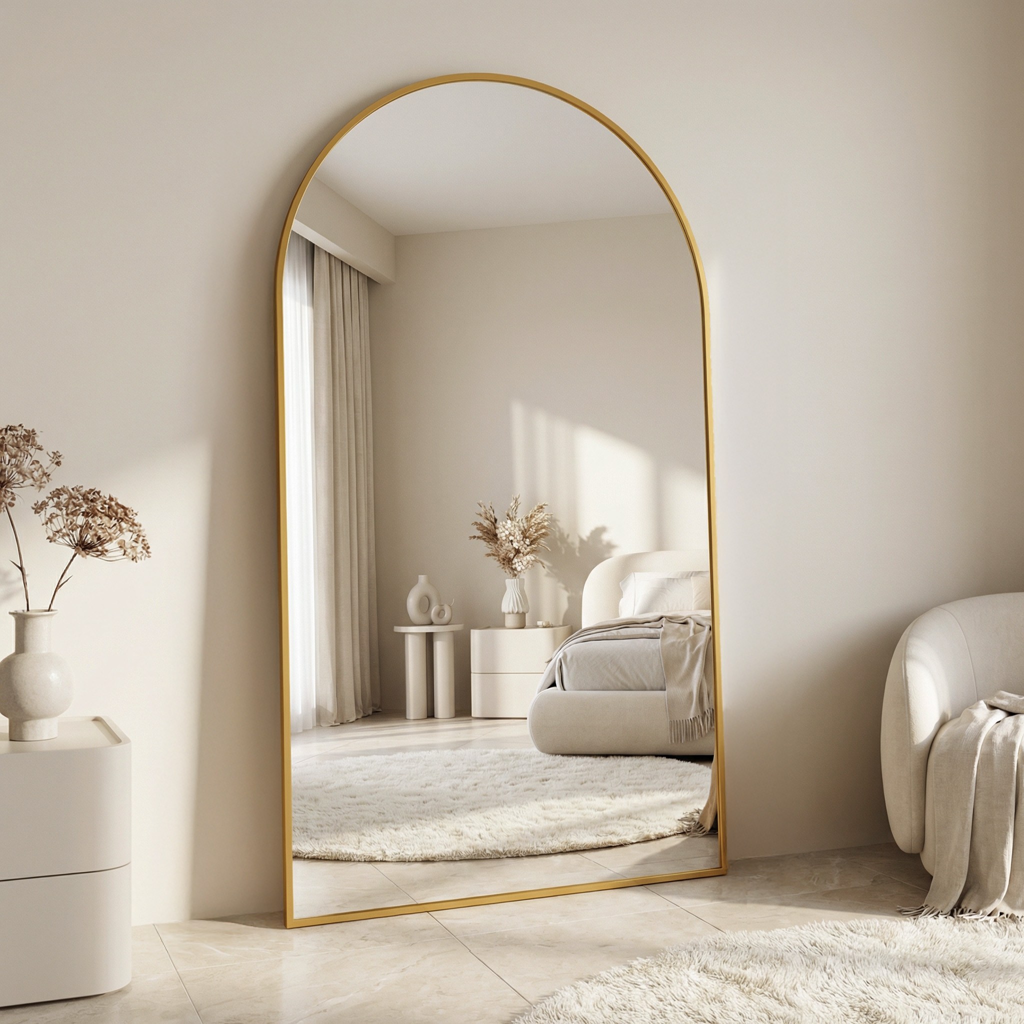 안토크 전신거원 초대형 화장대 아치형 스탠드 거울 여성 원룸 가정용 인테리어 2050X1100mm, 골드 250,950원