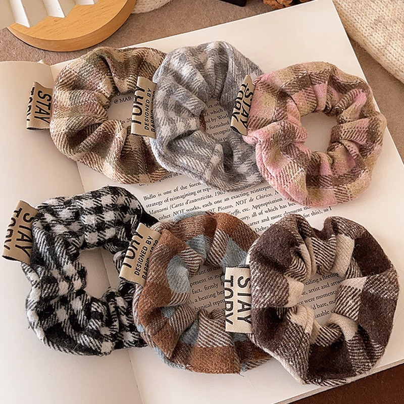 모스리나 [6p세트] 모던 체크 스크런치 세트 곱창밴드 가을 겨울 헤어슈슈 12,900원