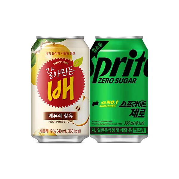 해태 갈아만든 배 스프라이트 제로 업소용 12캔씩 뚱캔 340ml 355ml x 24캔 19,490원