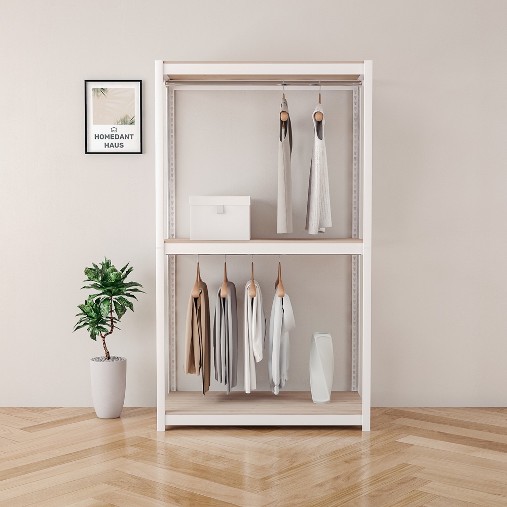 홈던트하우스 3단 2행거 by 스피드랙 시스템행거 옷걸이 이동식 드레스룸, 3단 2행거, 화이트 133,600원