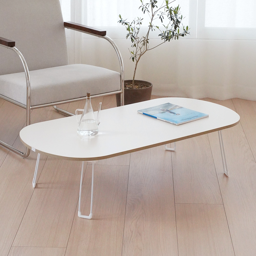 레몬트리 LPM 엣지라인 타원형 접이식 테이블, 우드 베이지 39,500원