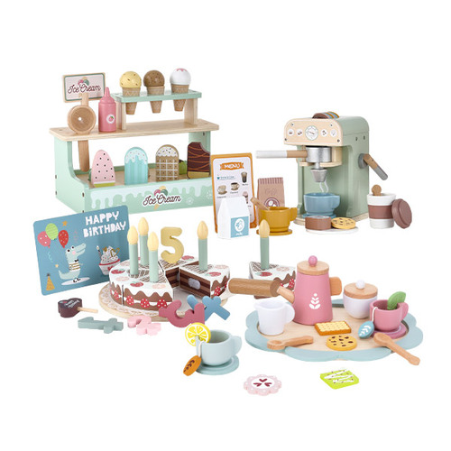 두돌 3살 선물 고급 원목 모형 케이크 카페놀이 장난감 티타임 홈카페 4살여아선물 추천, 1개 156,000원
