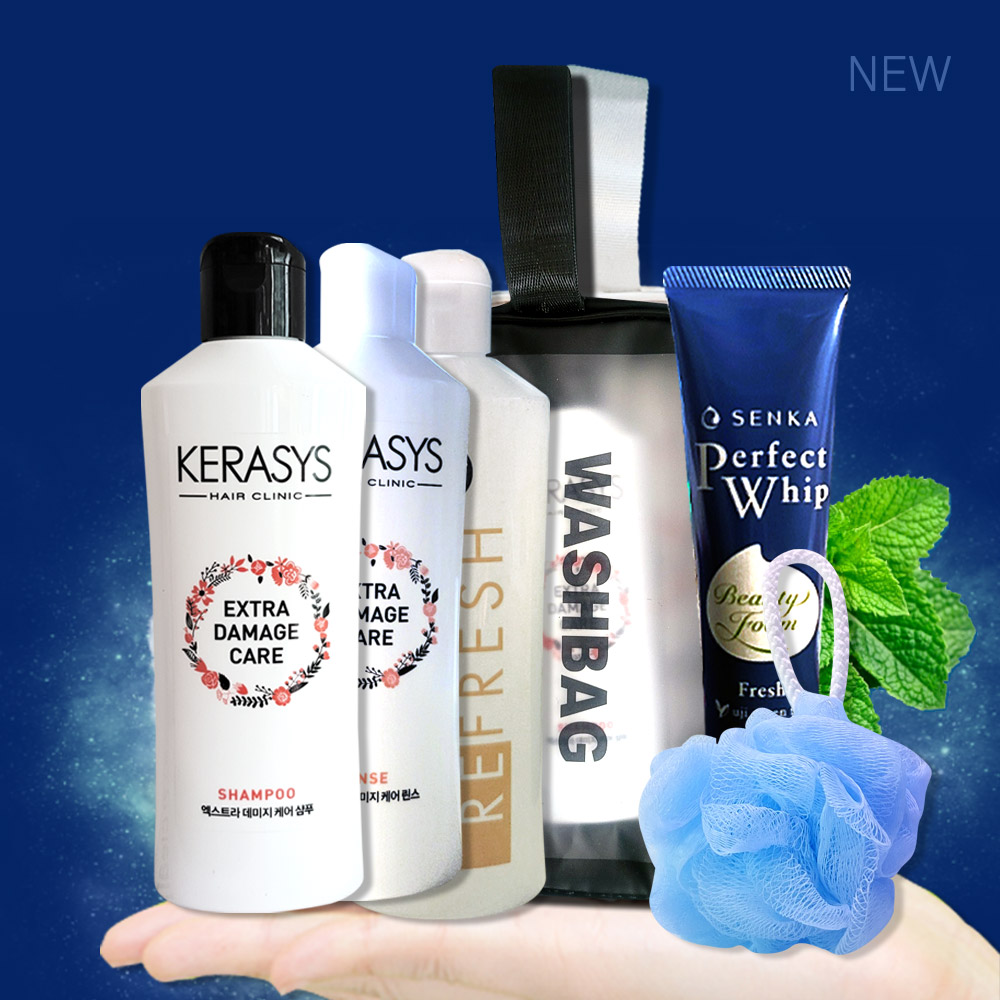 오운완 헬스 여행용 세면도구 6종 세트 (샴푸+바디워시+린스+폼클렌징+샤워볼+파우치) 16,600원