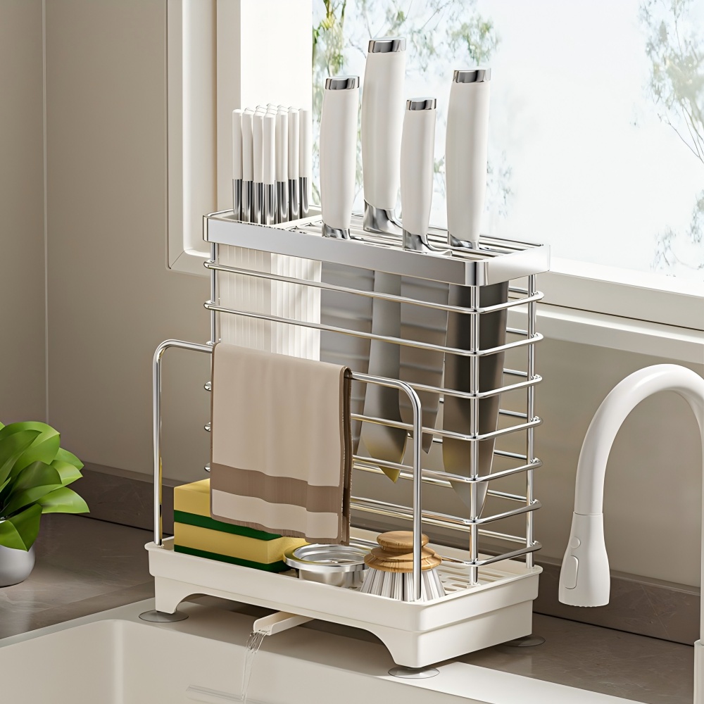 Shipshape 주방 고급형 2in1 스텐강 칼꽂이 물빠짐 수저통 10,900원