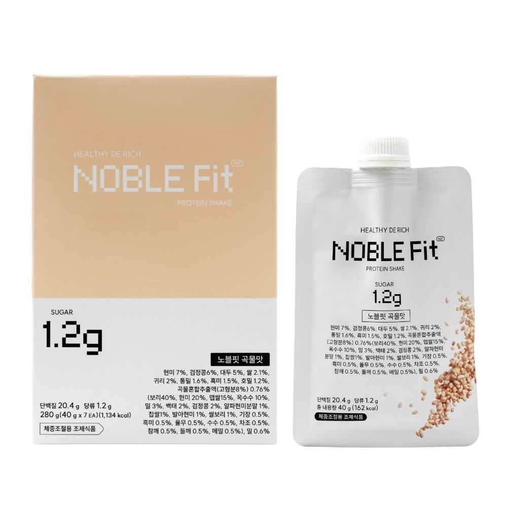 [당일출고] 노블핏 단백질쉐이크 곡물맛 다이어트쉐이크 체중조절용조제식품, 7개, 40g 23,500원