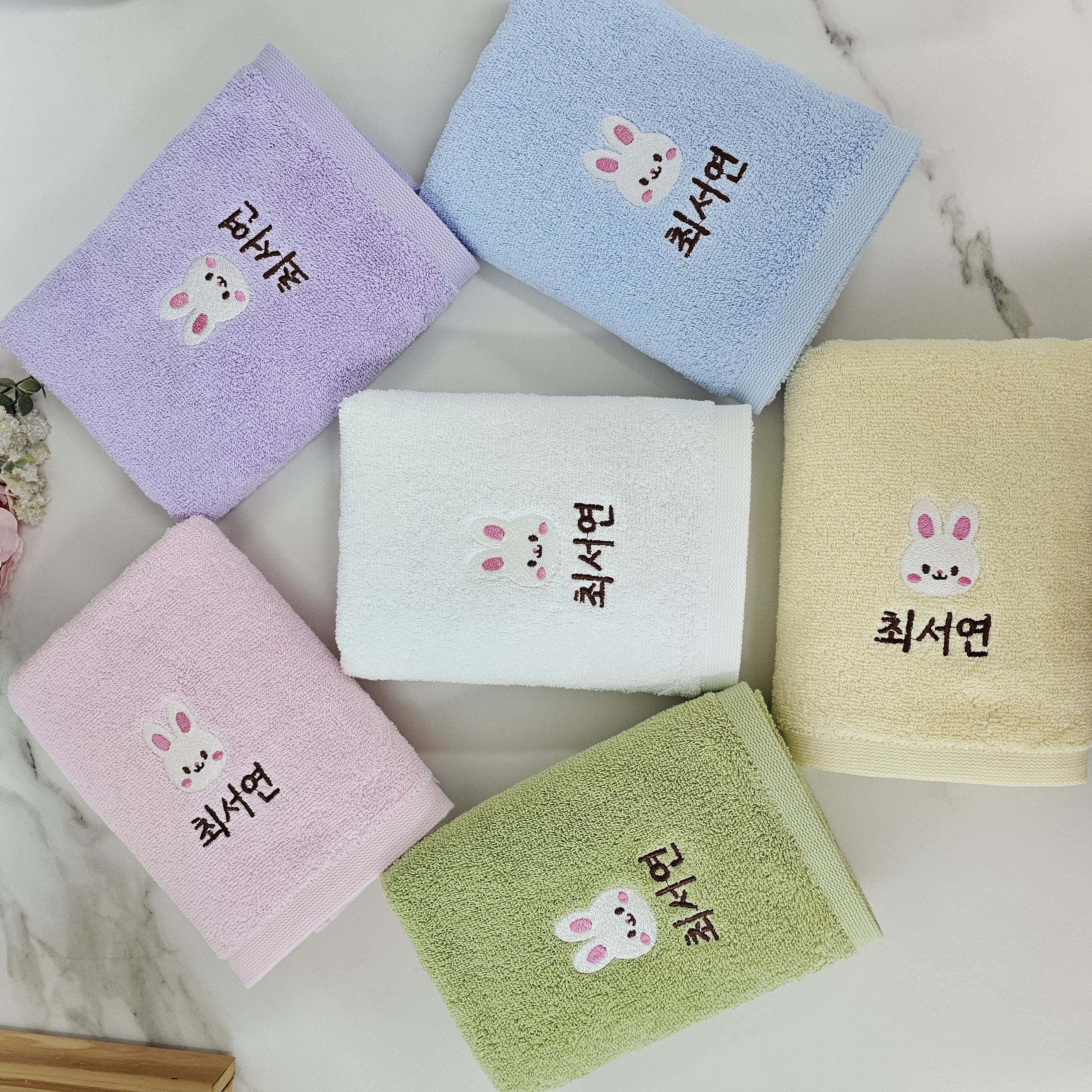 쁘띠맘 어린이집수건 6장 네임자수 기숙사 유치원준비물 생존수영 영신타올, 1세트, 파스텔타올6장 32,500원