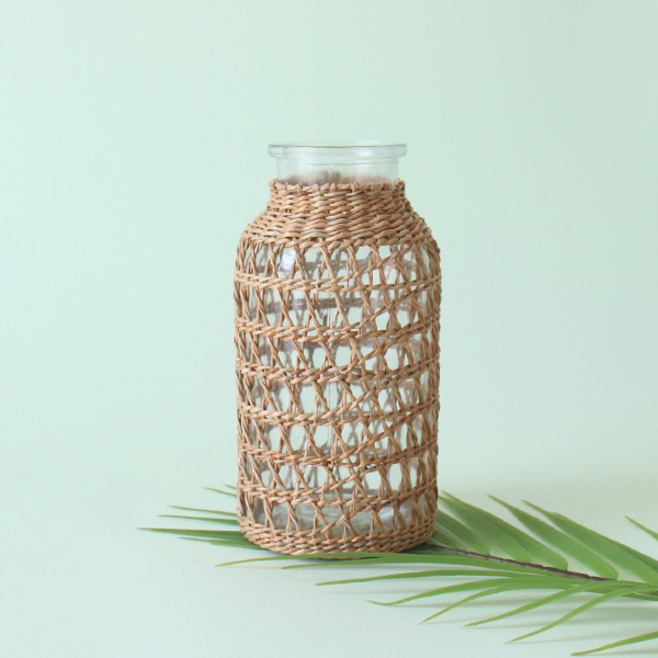모리앤 핸드메이드 내츄럴 라탄유리 화병 A 12,900원