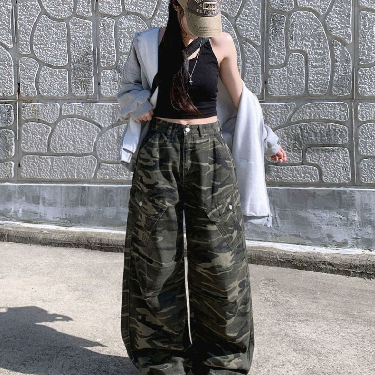 부기샵 밀리터리 카고포켓 와이드 롱팬츠 29,800원