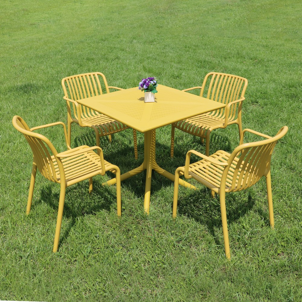 체어센스 카프리 테이블 800 사각 + 루나 암체어 4인 세트 야외 의자 카페 플라스틱 정원 테라스 237,600원