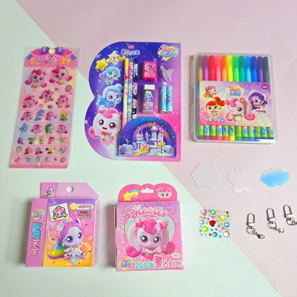 캐치티니핑 하츄핑 캐릭터 문구 종합선물세트 / 문구박스 필기구 색연필 연필 지우개 구성 초등학생 생일 입학선물, 1세트, 베이직 문구세트 55,800원