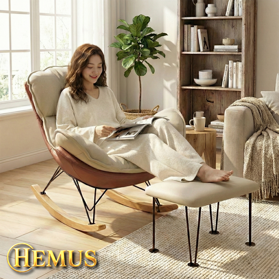 HEMUS 정품 1인 리클라이너 쇼파 안락 편한 흔들 의자 수유 스윙체어 가죽 소파 발받침 127,070원