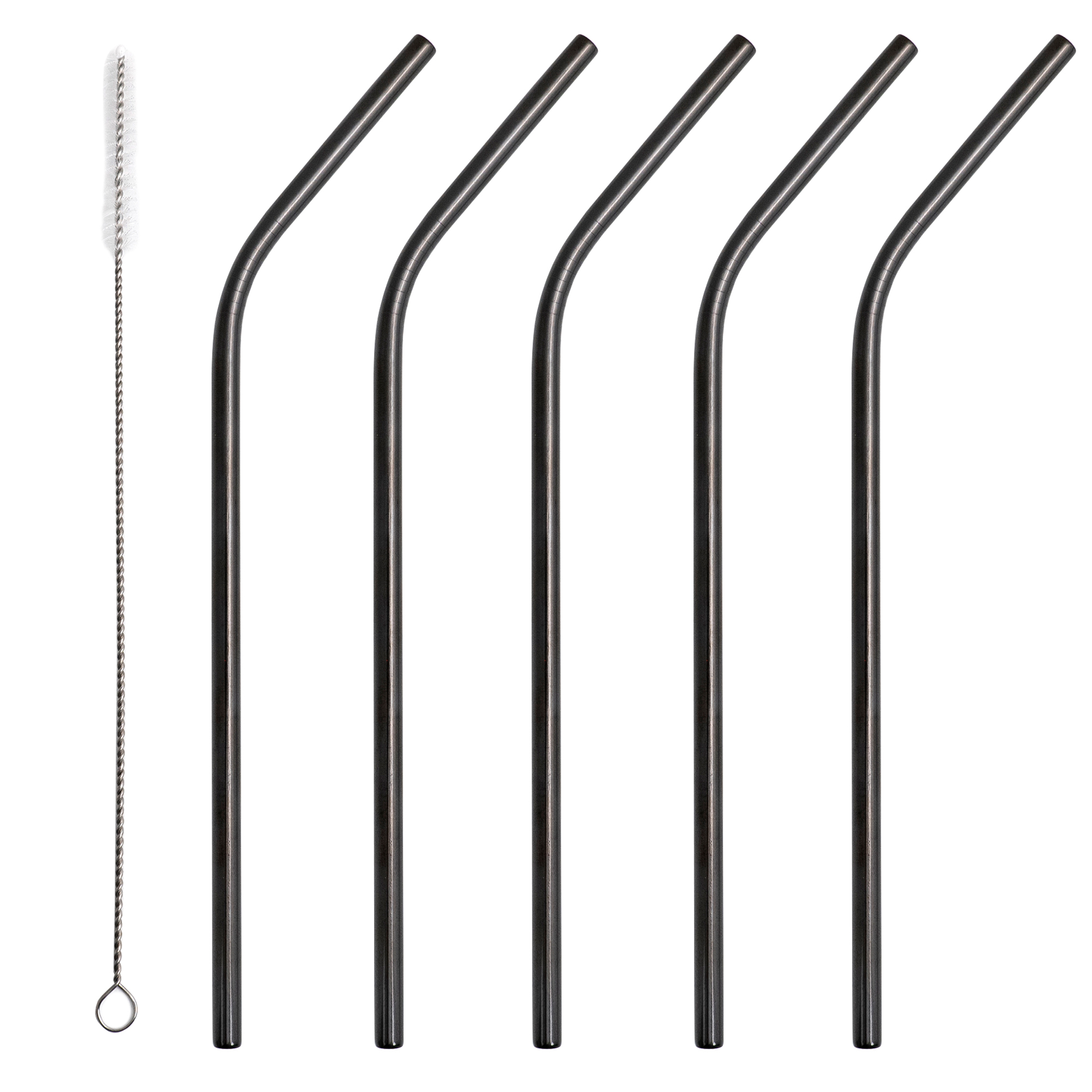 라온누리 웰메이드 스텐 빨대 티타늄블랙 기역자형 215mm 5p + 브러쉬 세트, 1세트 6,500원