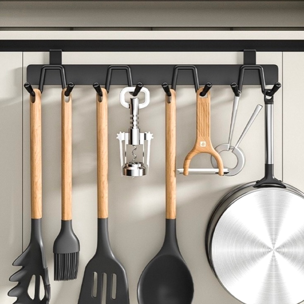 엘라누아 무타공 튼튼 8구 조리도구걸이, 1개, 블랙 13,000원