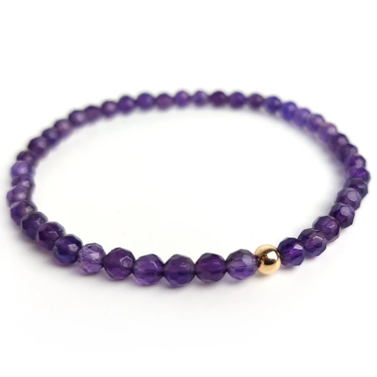 리즈타라 14k 금볼 천연 자수정 원석 팔찌 4mm 2월 탄생석 42,500원