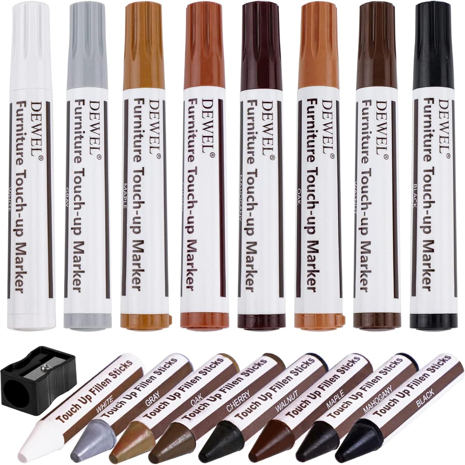 가구 흠집제거  스크래치 마루바닥 메꾸미 다용도 목재 보수용  마크 +크레용 각 8개  한세트 16개   샤프너 포함, 현재가 19,200원