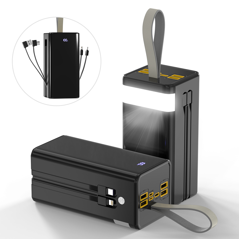 WOWWAY 대용량 보조배터리 50000mAh 고속충전 PD+QC3.0 일체형 휴대용 전원 여행용 캠핑용 파워뱅크, 블랙 38,800원