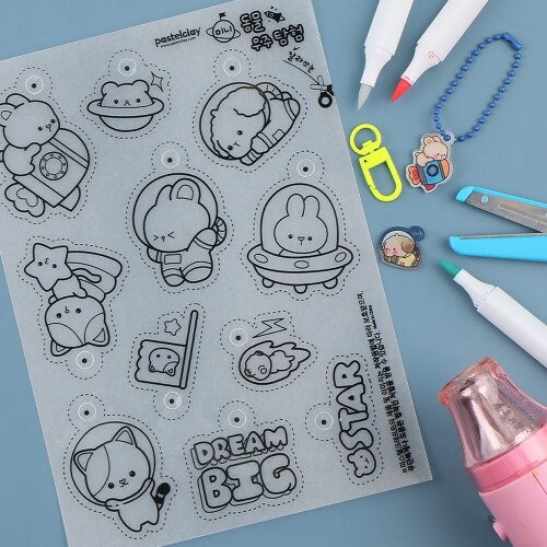 미니 동물 우주 탐험 인쇄 슈링클 플라스틱 마술종이 1장입 500원