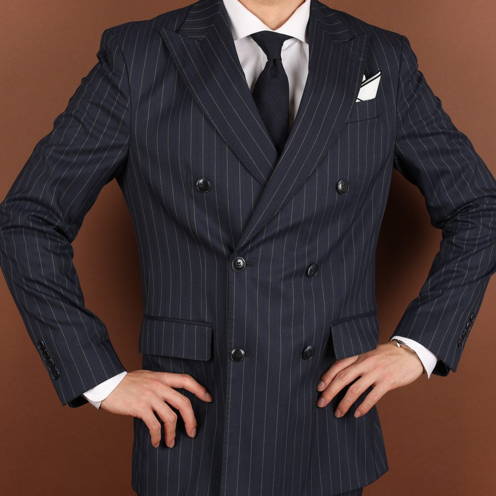 로얄수트 스트라이프 더블정장 봄 가을 비스코스 네이비 더블 수트셋업 165,000원