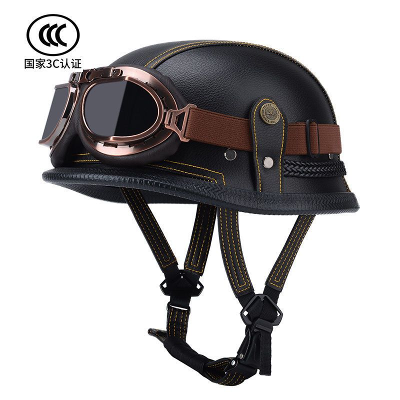 플래닛바이 레트로 오토바이 헬멧 독일군 스쿠프 가죽 반모 패트롤 60,600원