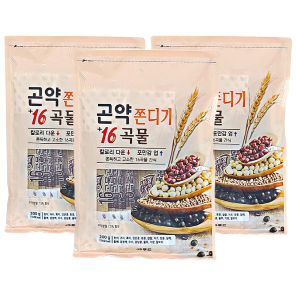 16곡물 곤약쫀드기 3봉X10개입(30개입) 최근상품으로 당일 발송, 3개, 200g 8,400원
