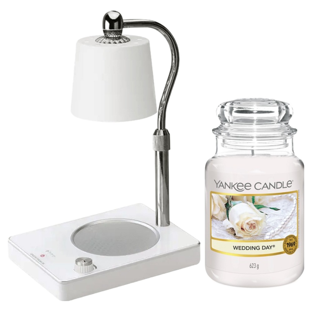 양키캔들 라지 자 + 빛 조절 타이머 캔들워머 세트, 웨딩 데이, 화이트 51,810원