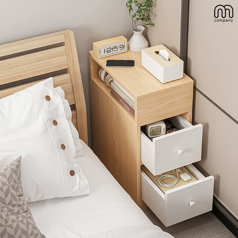 엠컴퍼니 침대 옆 협탁 거실 미니 서랍장 원목 사이드 테이블 다용도 쇼파 선반 좁은 틈새 침실 인테리어 수납장 보조 간이 심플 내추럴 [MODEL : YM-04502187], 1개 32,500원