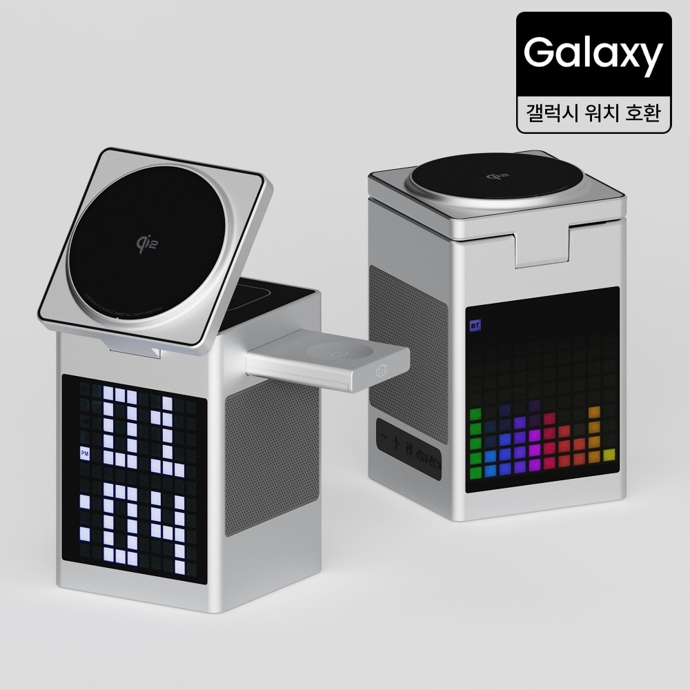 퍼플래빗 Qi2 3in1 맥세이프 무선 스피커 충전기 픽셀, 1개, 갤럭시용실버 49,000원