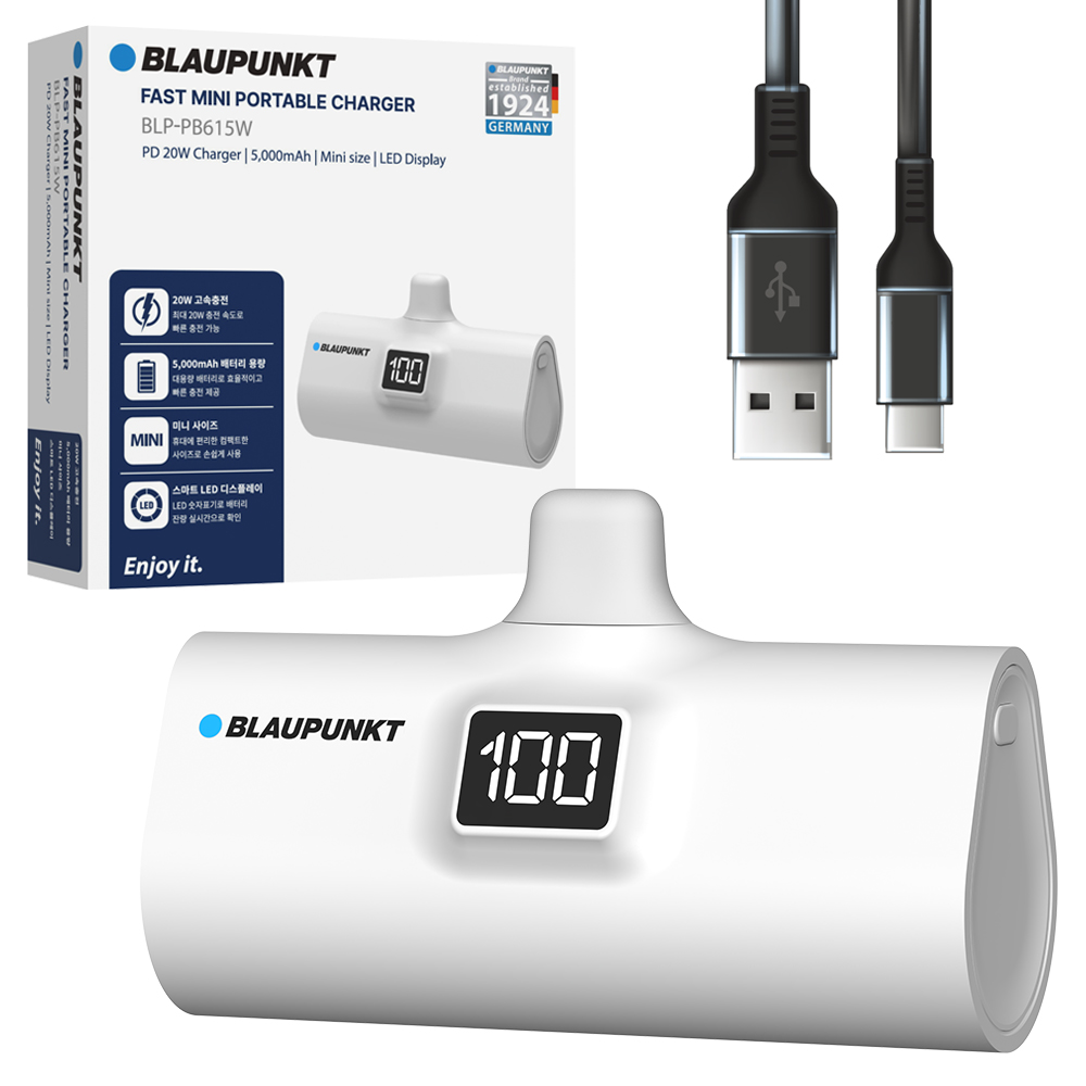 블라우풍트 LED 도킹형 고속충전 보조배터리 5000mAh, WHITE, BLP-PB615W 15,900원