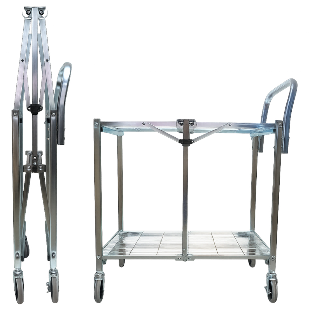 철제 접이식 메쉬 카트 실버2단 서빙 트롤리 웨건 산업용 정리운반 TFO90339 250,000원