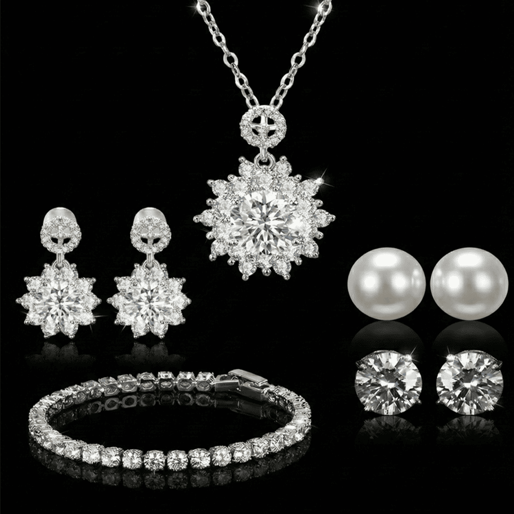 [하이쇼핑] 메르베 천연 다이아 쥬얼리세트 5종 목걸이 큐빅 진주 귀걸이 테니스팔찌 69,900원