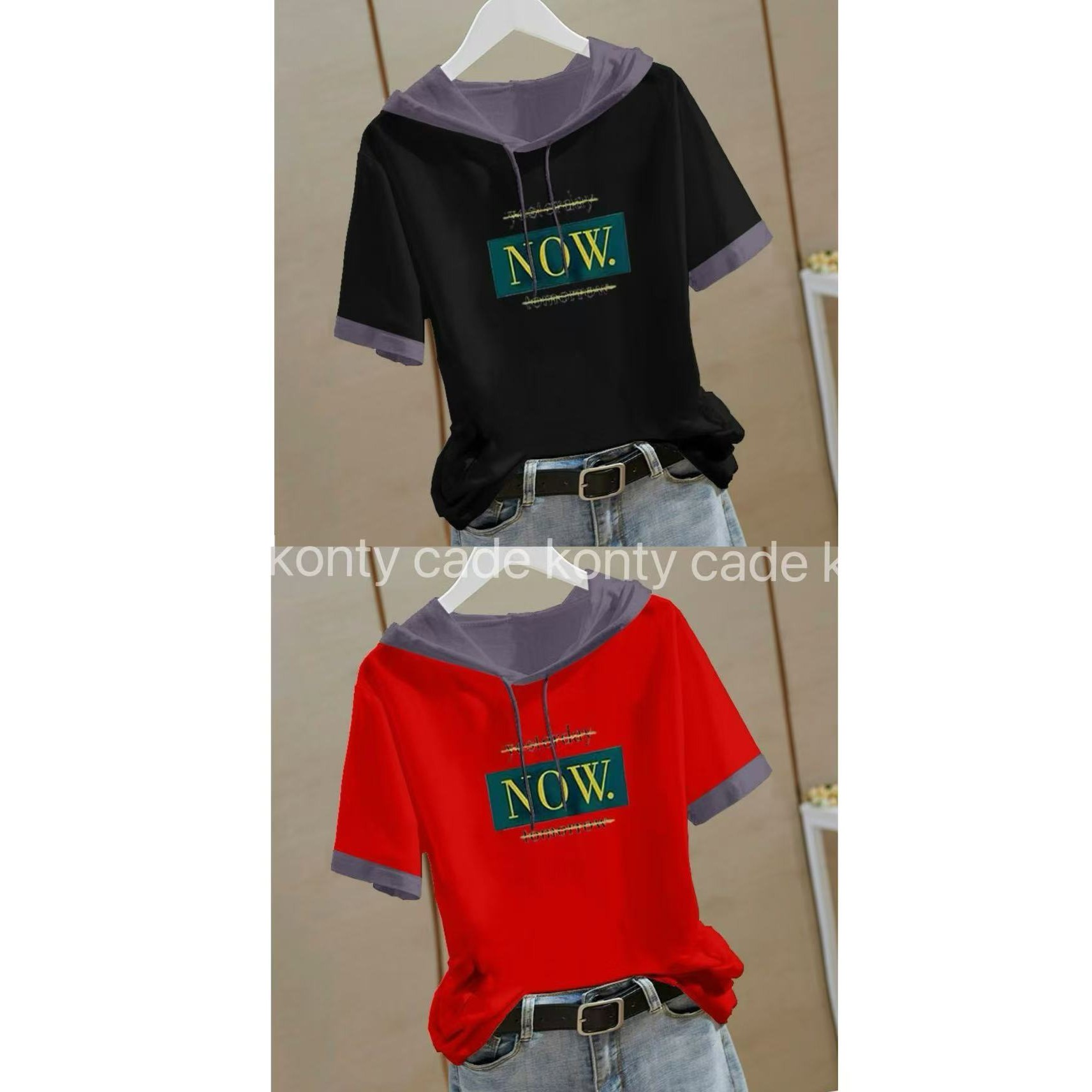 오스틱니 (간절기 땡처리) 빅사이즈 1+1 여성 여름 순면 프린트 반팔 후드 티셔츠 캐주얼 영문티 후드티 면100% 편한 루즈핏 배색 레터링 면티 심플 큰옷 큰언니 데일리 세트 81,000원