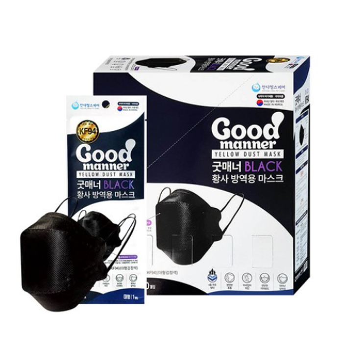 굿매너 KF94 마스크 대형, 1개입, 50매, 블랙 24,890원