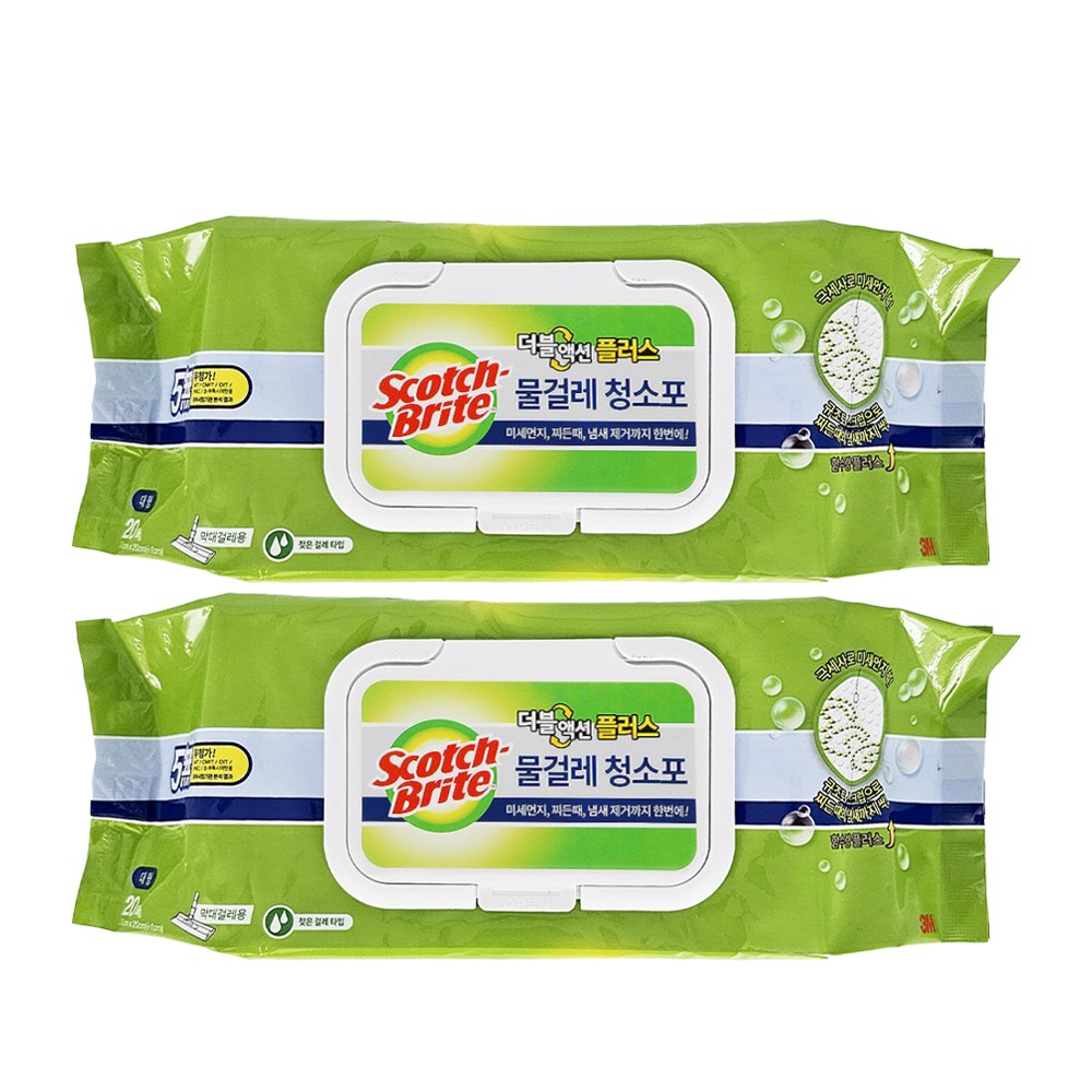 3M 스카치브라이트 찌든때 제거 물걸레 청소포 더블액션 대형 20매 25,560원
