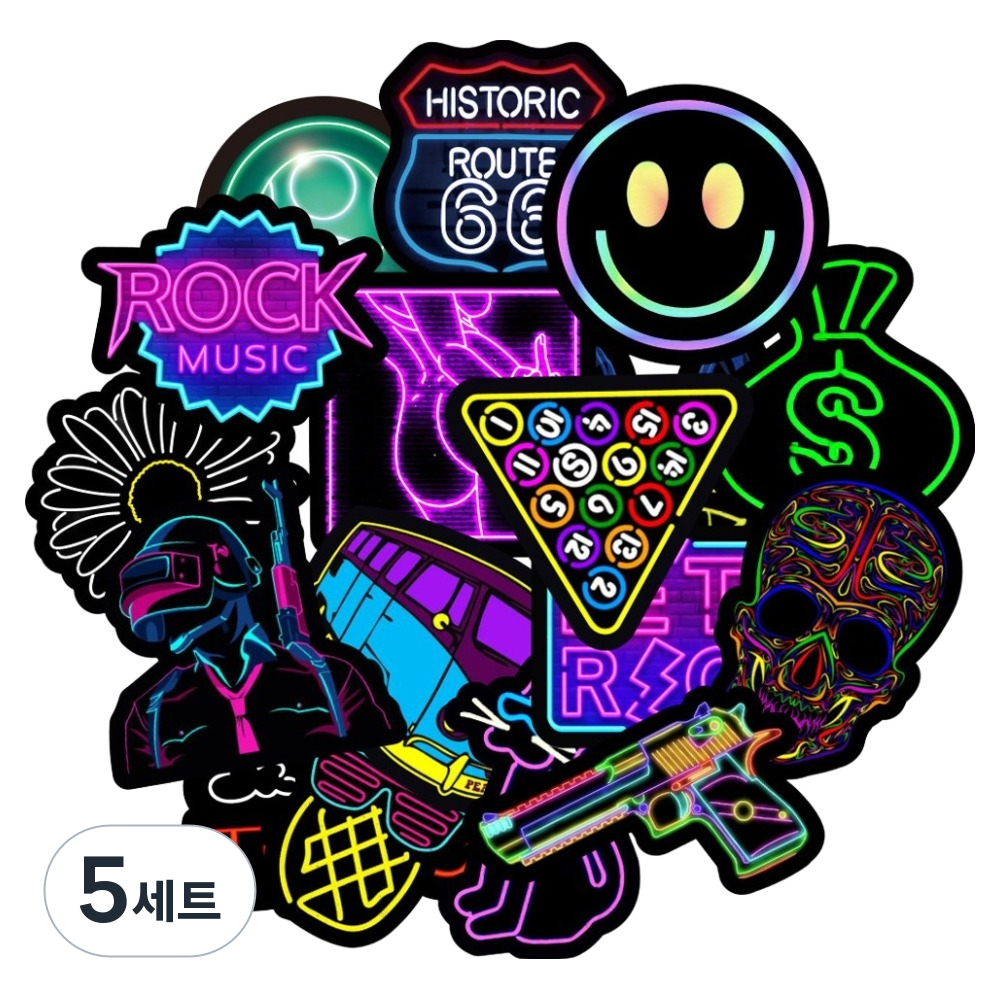 투데이리빙 대용량 프리미엄 네온 방수 스티커 50종 세트 25,000원