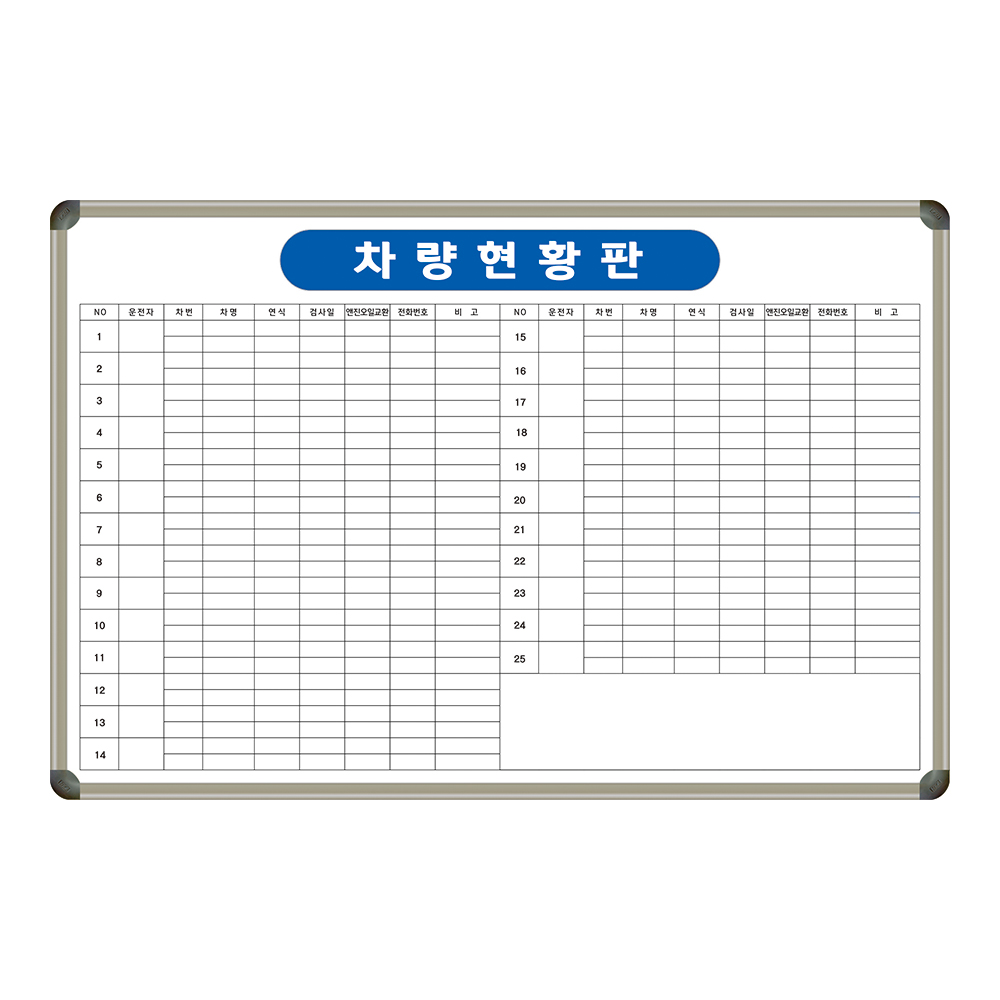 제일교구 차량현황판 차량관리칠판 1500x1000 차량상황판 화이트보드 주문 제작 171,000원