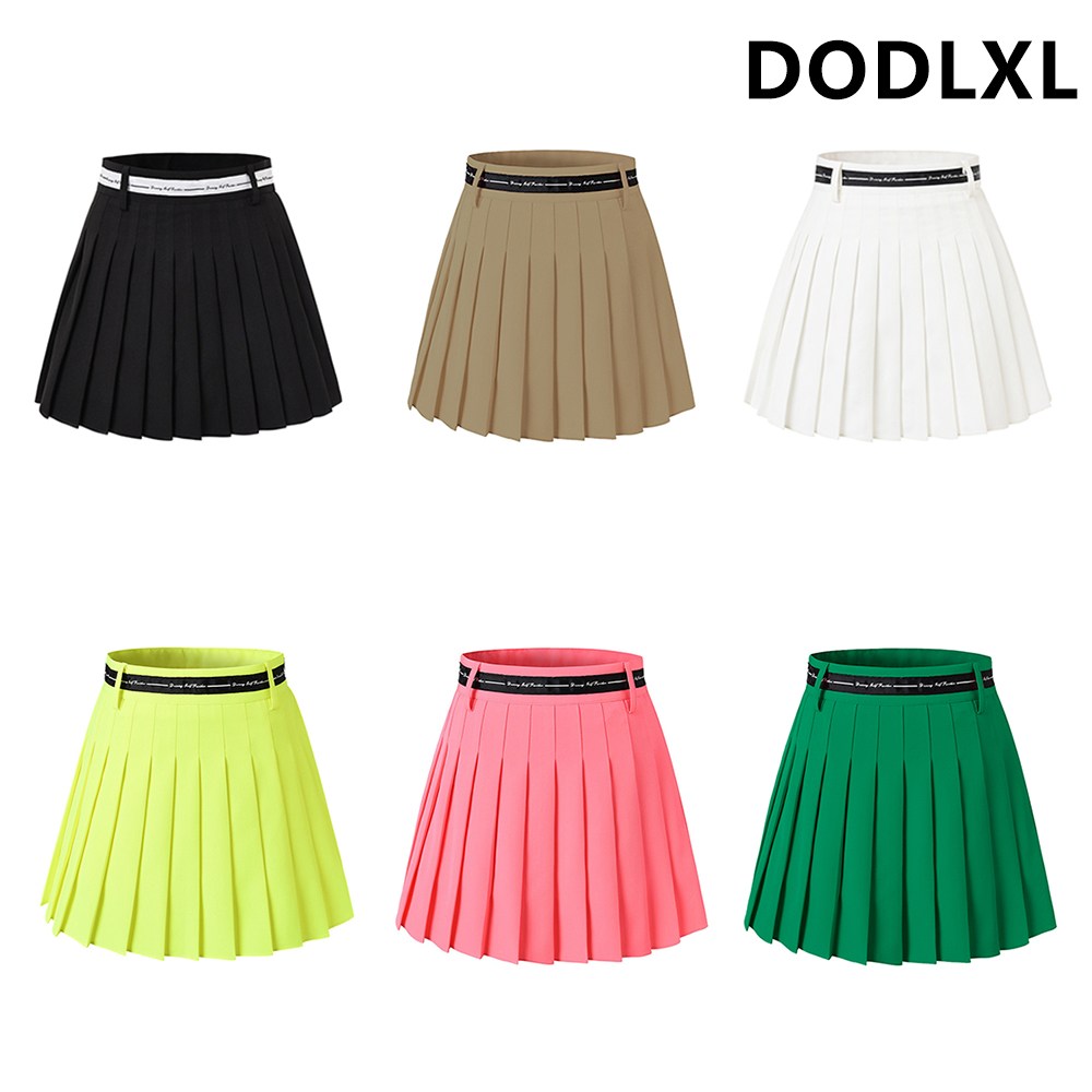 DODLXL 여성 골프웨어 라인 레터링 형광 네온 플리츠 주름 골프스커트 6컬러 33,300원