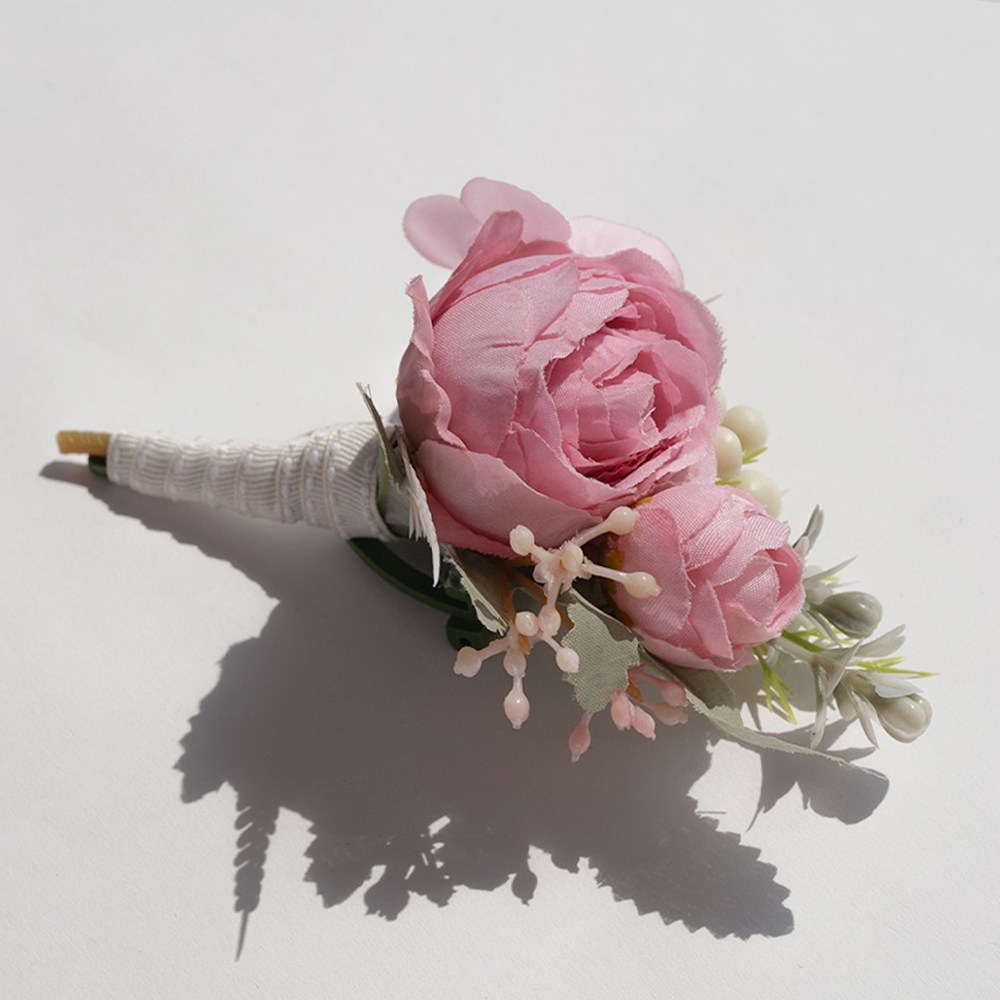 봄부쿠 조화 작약 꽃사지 브로치 양복 혼주 부토니에 행사용 코사지, 1개, 핑크 9,990원