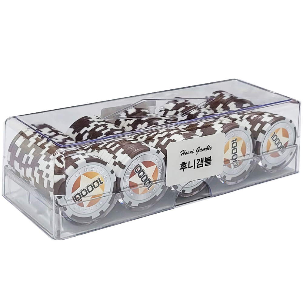 후니갬블 스타 숫자 10000 클레이  포커칩 100p + 아크릴케이스 세트 14,900원