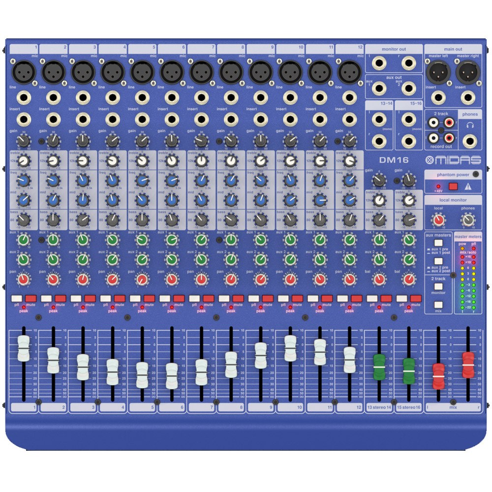 마이다스 DM16 / DM-16 / 16채널 / 아날로그 오디오 믹서 / DM 16 / 12 마이크입력 / 정품 / 소형콘솔 / 라이브 공연 행사 교회 이벤트 버스킹 / 빠른발송 628,790원