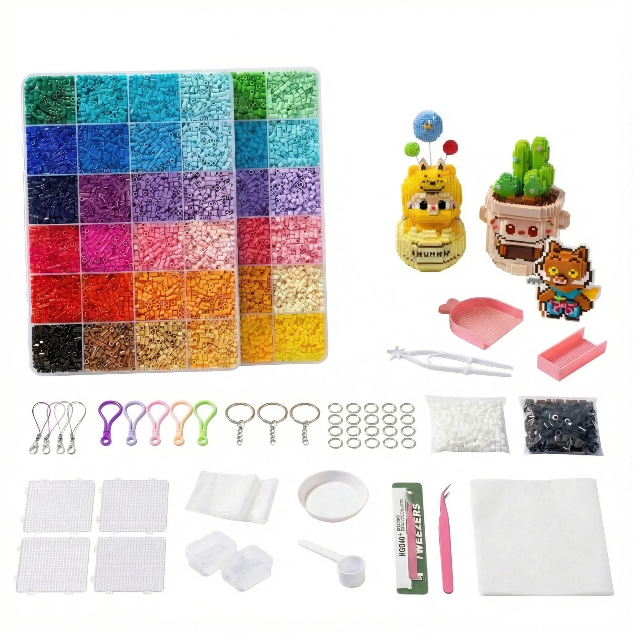 컬러비즈24/48/72/96/120색 컬러비즈세트 풀세트 구성 컬러비즈열쇠고리 컬러비즈집게 수납 상자 세트(호화 세트, 당신의 DIY 창작 욕구를 충족시킵니다), 48색, 1개 22,480원