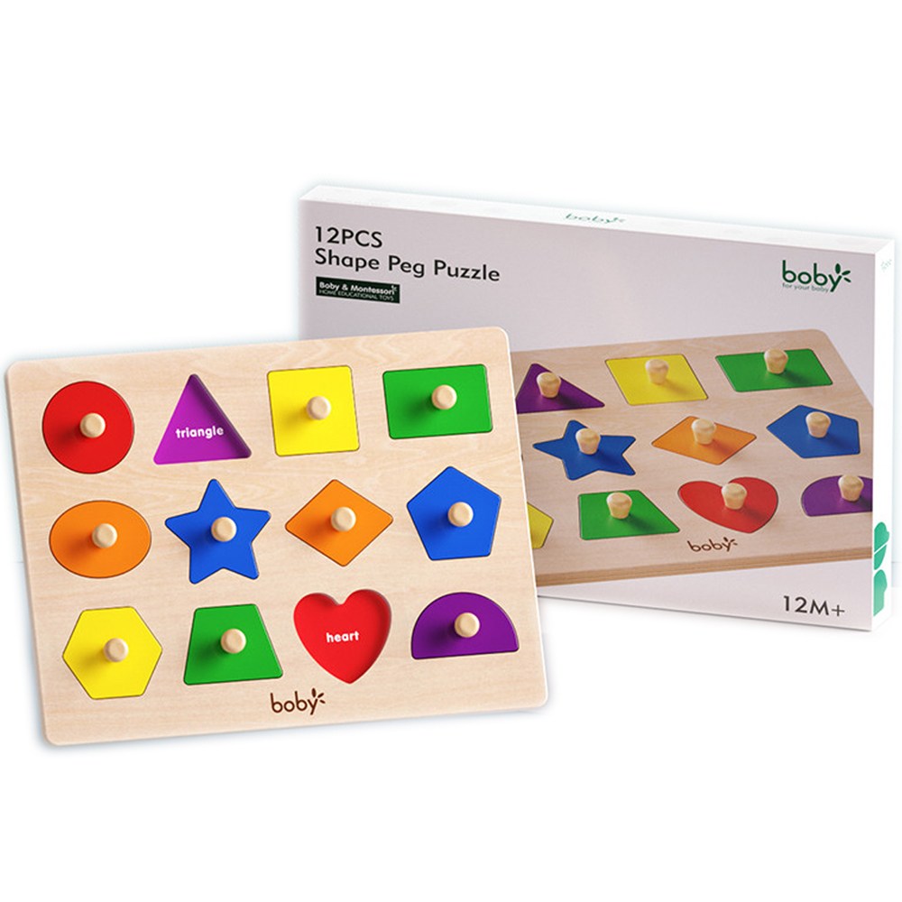 정품 boby 몬테소리 꼭지 퍼즐 원목 교구 도형 모양 매칭 맞추기 베이비 토들러 소근육 발달 원목 장난감, 1개 21,800원