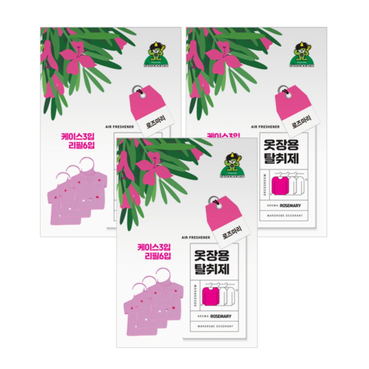 산도깨비 옷장용 탈취제 방향제 로즈마리향 케이스3p 리필6p 3팩, 1세트 12,900원