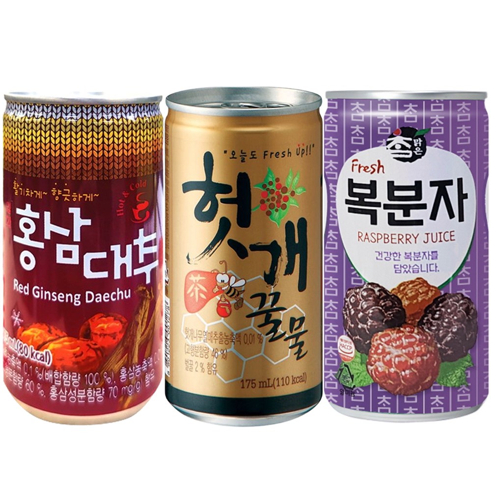 Yotta 일화 홍삼대추+헛개꿀물+참맑은 복분자 30캔씩 미니캔음료 업소용음료수 차음료 대추차 헛개차, 90개, 175ml 39,800원