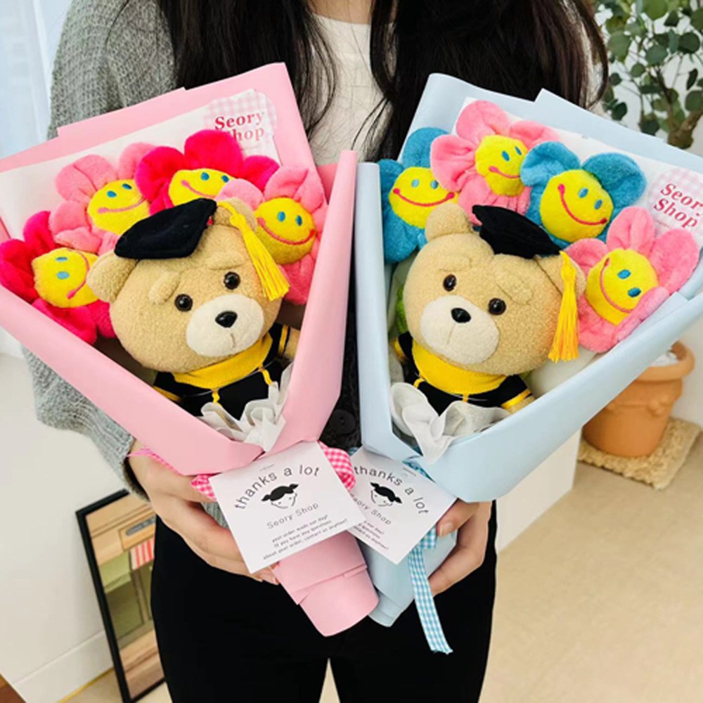 졸업식 미니졸업테드 인형꽃다발 스마일꽃4송이 21,200원
