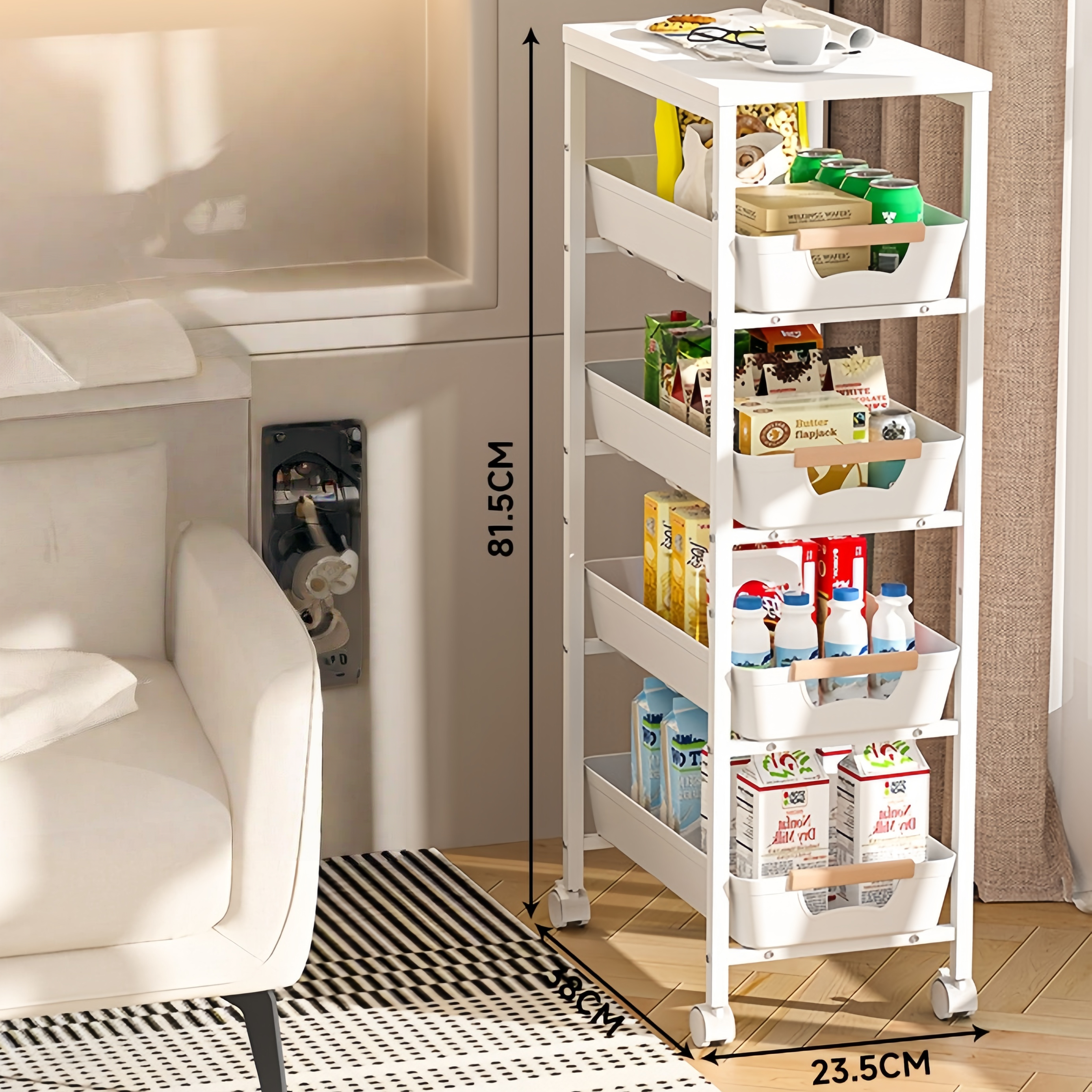 Zolmik 이동식 수납 선반 다용도 트롤리 5단--상층판은 흰색, 화이트 41,500원